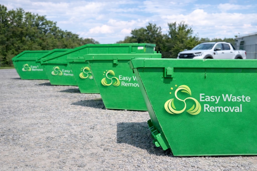 Easy Waste skips lined up on a work site